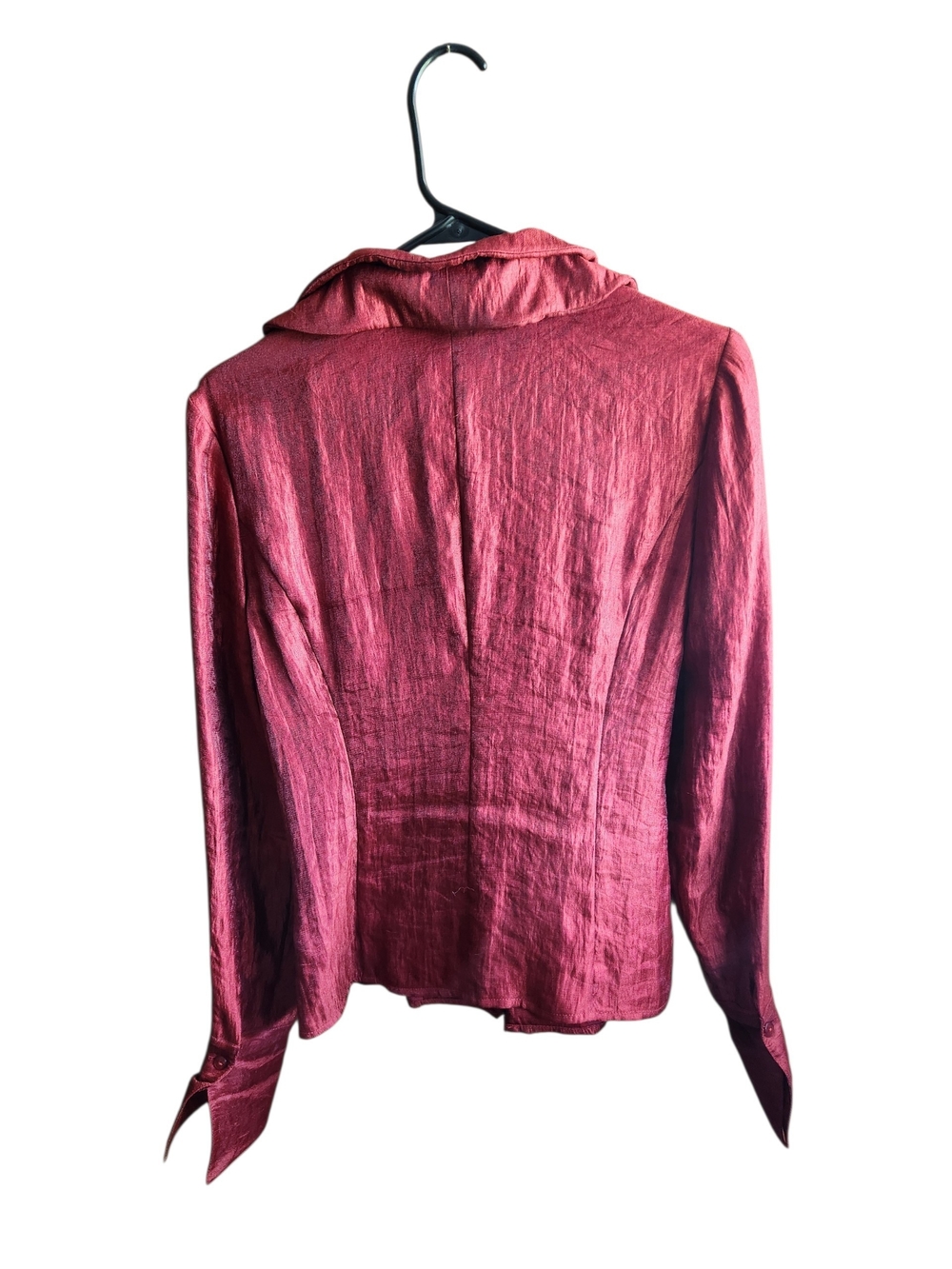 Samuel Dong Raspberry Red Ruffle-Front Blazer - Picture 2 of 5